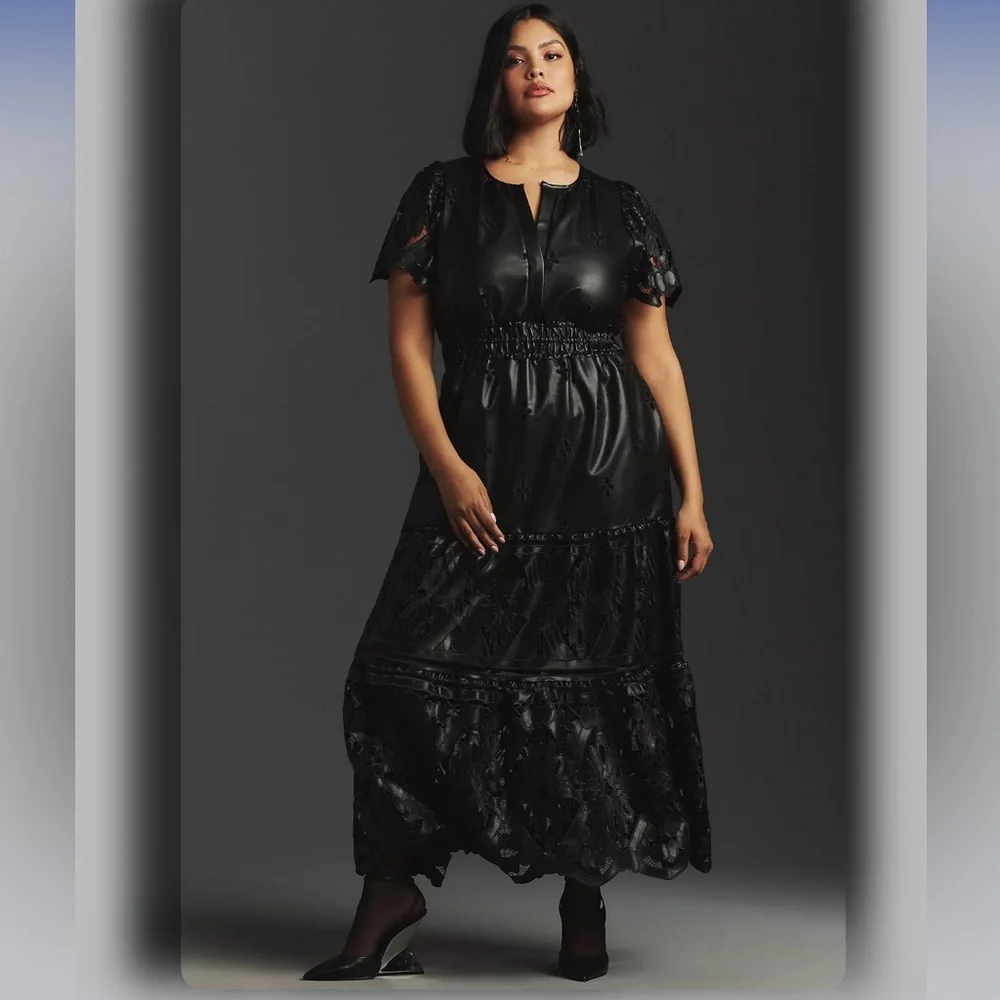 The Somerset Maxi Dress: Faux Leather Embroidered Edition 🔥 - Picture 5 of 10